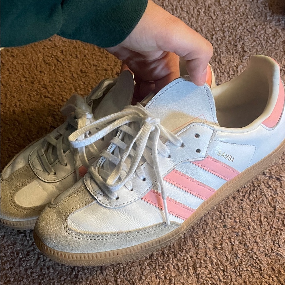 Adidas Samba White and Pink Shoes